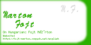 marton fojt business card